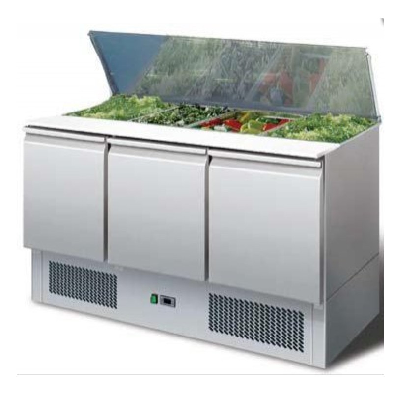 NOUVEAU Saladette réfrigérée 3P couvercle Inox