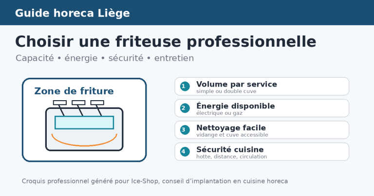 Croquis professionnel pour choisir une friteuse professionnelle dans un restaurant horeca à Liège